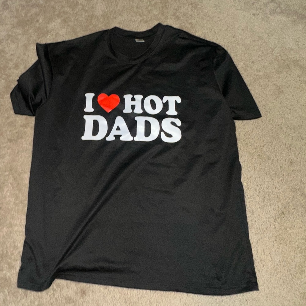 Black T-Shirt with 'I ❤️ Hot Dads' Print